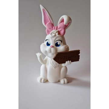 Húsvéti nyuszi – 3D nyomtatott ünnepi figura „This way” táblával